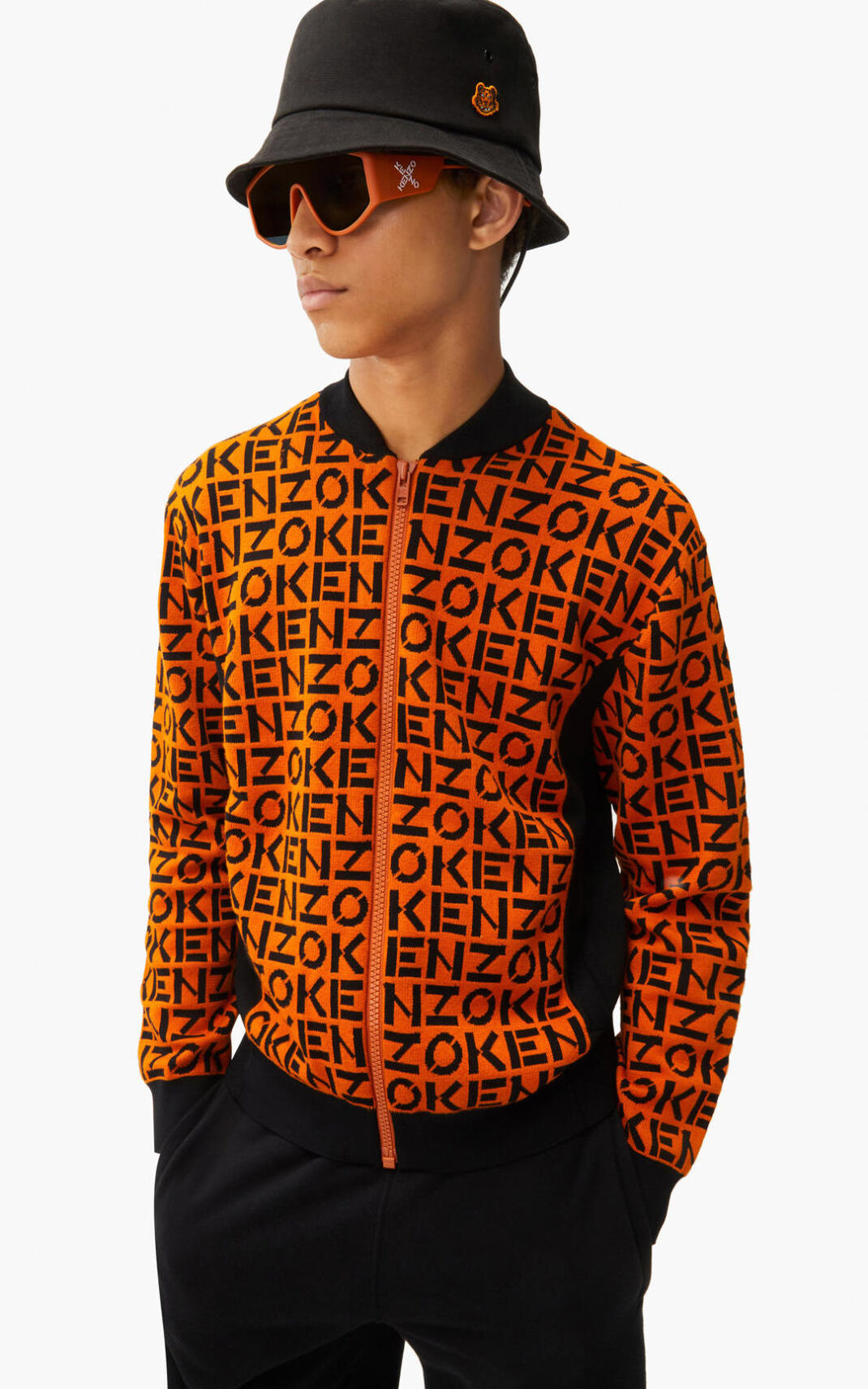 Kenzo monogrammed in jacquard Sport Jacket Deep Orange For Mens 8014YDAOS